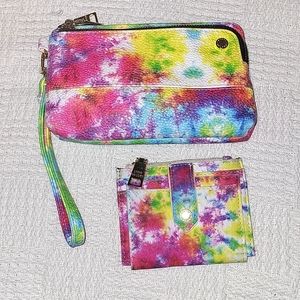 Steve Madden multicolor tie dye wristlet and wallet